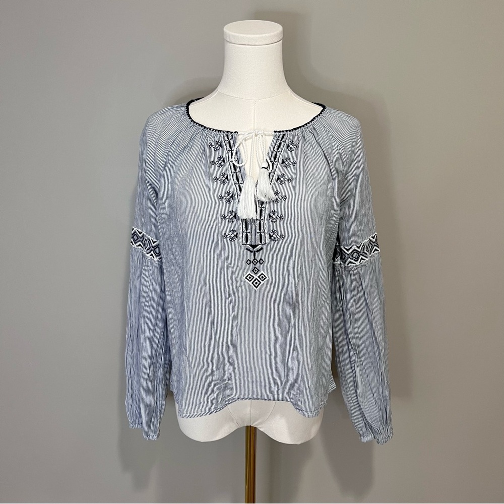 Abercrombie & Fitch Embroidered Cotton Peasant Top Size XS